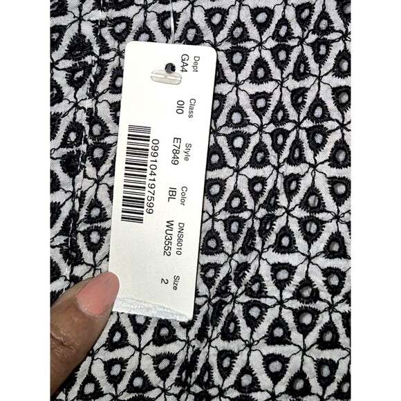 J. Crew Size 2 Lace Cream Black Lined Plunge Neck Dress Women Stylish 100%Cotton - Picture 3 of 5